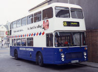 WTH946T in Western National badgers and flags livery